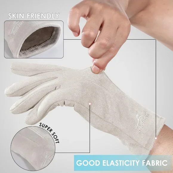 Women's WhiteThermal Elastic Stretch Texting Touchscreen Winter Warm Gloves